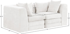 Newport Cream 76" Chenille Fabric Upholstered 2-Piece Modular Loveseat - Ornate Home