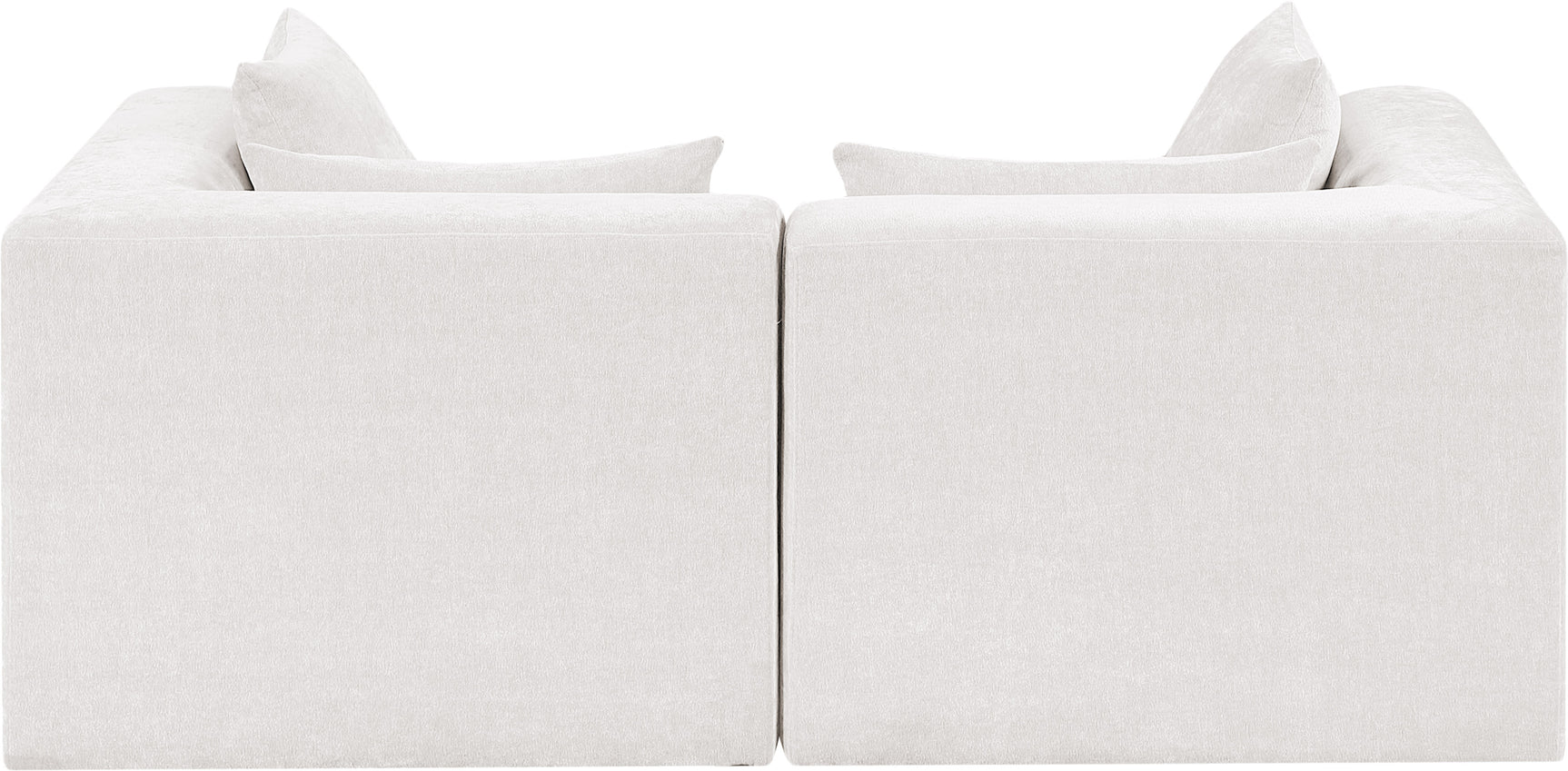 Newport Cream 76" Chenille Fabric Upholstered 2-Piece Modular Loveseat - Ornate Home