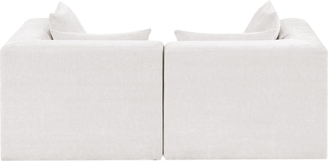 Newport Cream 76" Chenille Fabric Upholstered 2-Piece Modular Loveseat - Ornate Home