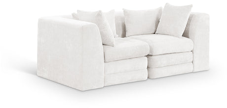 Newport Cream 76" Chenille Fabric Upholstered 2-Piece Modular Loveseat - Ornate Home