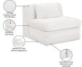 Newport Cream Fabric Upholstered Modular Armless Chair - Ornate Home