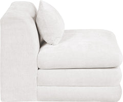Newport Cream Fabric Upholstered Modular Armless Chair - Ornate Home