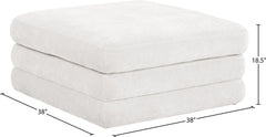 Newport Cream Fabric Upholstered Modular Ottoman - Ornate Home