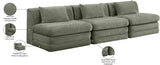 Newport Green 114" Chenille Fabric Upholstered 3-Piece Armless Modular Sofa - Ornate Home