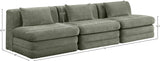 Newport Green 114" Chenille Fabric Upholstered 3-Piece Armless Modular Sofa - Ornate Home