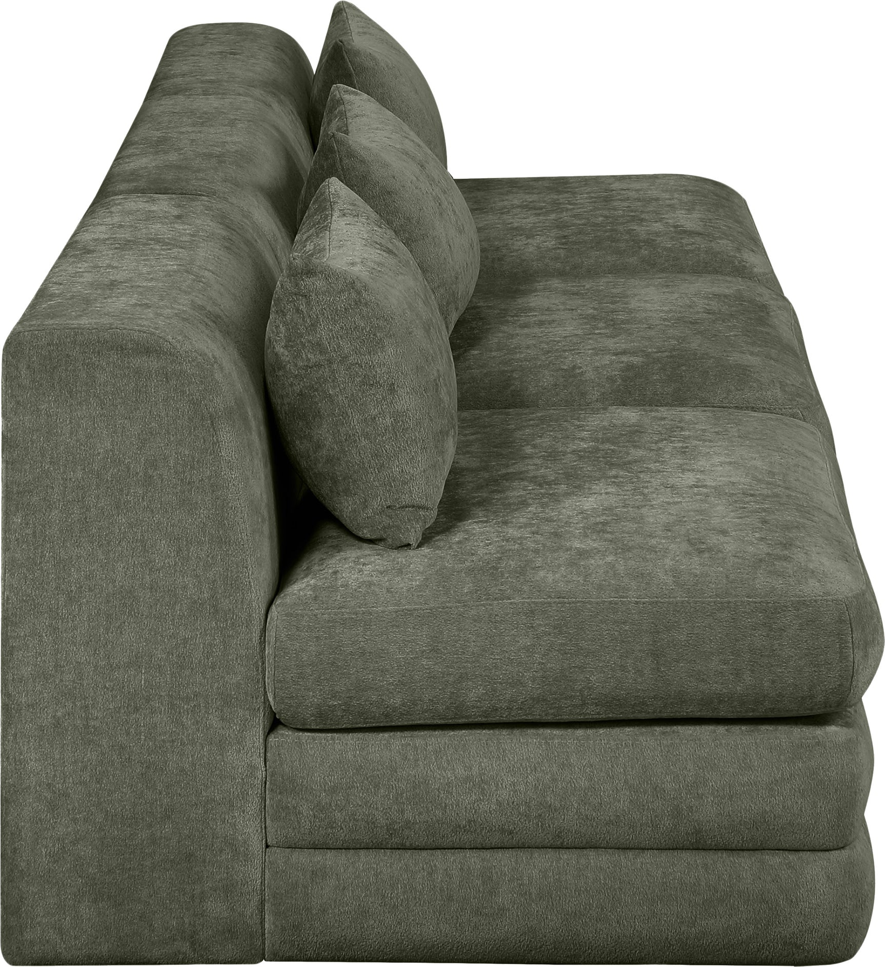 Newport Green 114" Chenille Fabric Upholstered 3-Piece Armless Modular Sofa - Ornate Home
