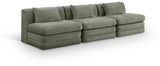 Newport Green 114" Chenille Fabric Upholstered 3-Piece Armless Modular Sofa - Ornate Home