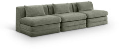 Newport Green 114" Chenille Fabric Upholstered 3-Piece Armless Modular Sofa - Ornate Home