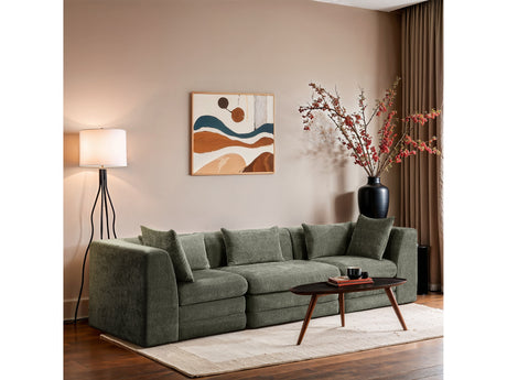 Newport Green 114" Chenille Fabric Upholstered 3-Piece Modular Sofa - Ornate Home