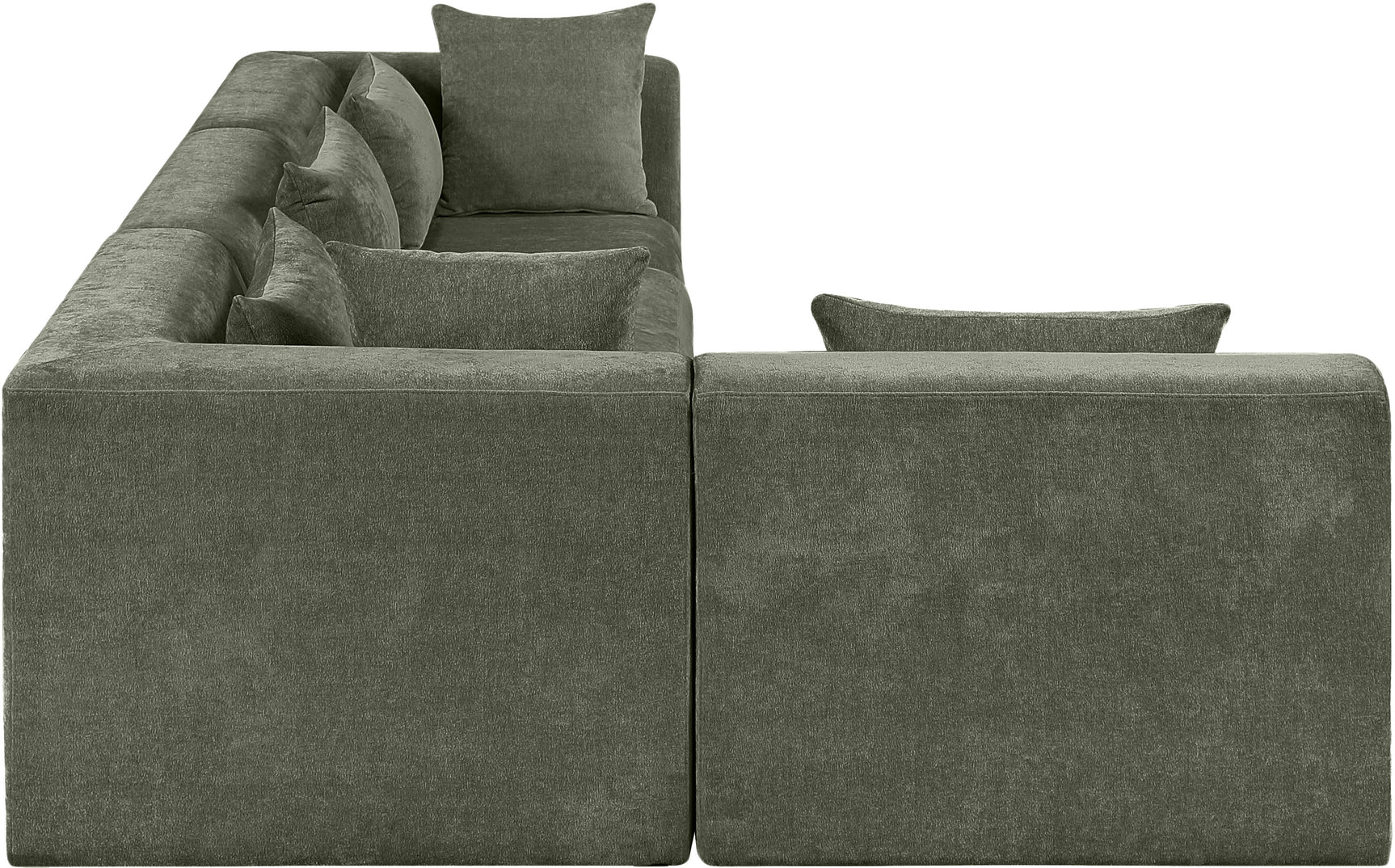 Newport Green 114" Chenille Fabric Upholstered 4-Piece L Shaped Modular Sectional - Ornate Home