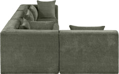 Newport Green 114" Chenille Fabric Upholstered 4-Piece L Shaped Modular Sectional - Ornate Home
