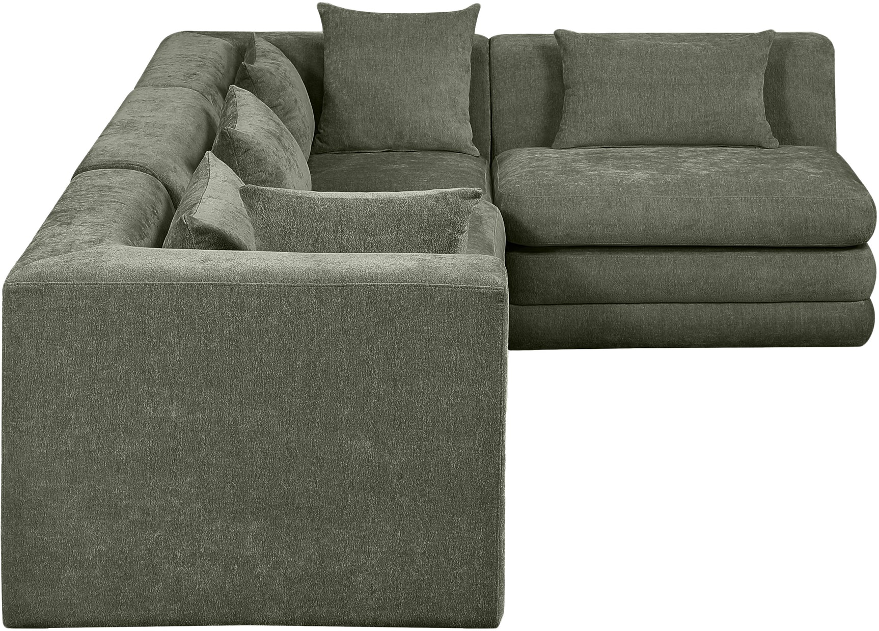 Newport Green 114" Chenille Fabric Upholstered 4-Piece L Shaped Modular Sectional - Ornate Home