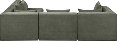 Newport Green 114" Chenille Fabric Upholstered 4-Piece L Shaped Modular Sectional - Ornate Home