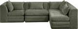 Newport Green 114" Chenille Fabric Upholstered 4-Piece L Shaped Modular Sectional - Ornate Home