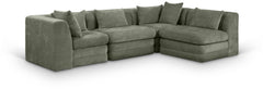 Newport Green 114" Chenille Fabric Upholstered 4-Piece L Shaped Modular Sectional - Ornate Home