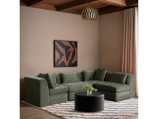 Newport Green 114" Chenille Fabric Upholstered 4-Piece L Shaped Modular Sectional - Ornate Home