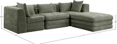 Newport Green 114" Chenille Fabric Upholstered 4-Piece Modular Sectional - Ornate Home