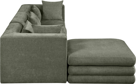 Newport Green 114" Chenille Fabric Upholstered 4-Piece Modular Sectional - Ornate Home