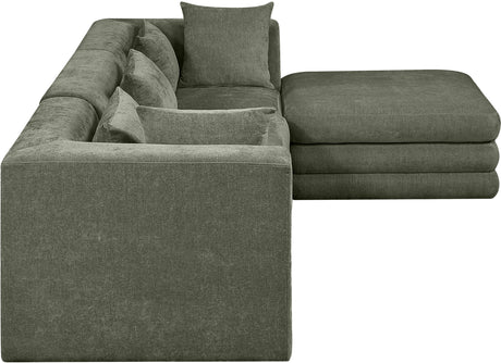 Newport Green 114" Chenille Fabric Upholstered 4-Piece Modular Sectional - Ornate Home