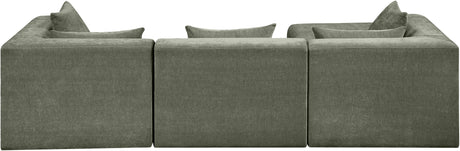 Newport Green 114" Chenille Fabric Upholstered 4-Piece Modular Sectional - Ornate Home