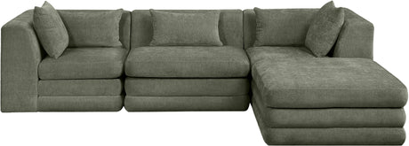 Newport Green 114" Chenille Fabric Upholstered 4-Piece Modular Sectional - Ornate Home