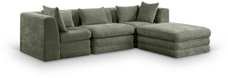 Newport Green 114" Chenille Fabric Upholstered 4-Piece Modular Sectional - Ornate Home