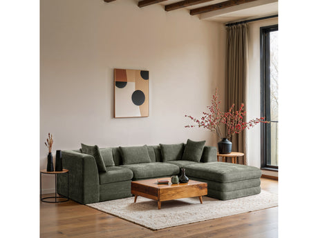 Newport Green 114" Chenille Fabric Upholstered 4-Piece Modular Sectional - Ornate Home