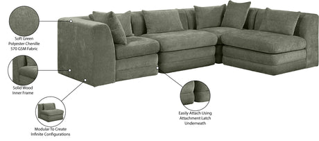 Newport Green 114" Chenille Fabric Upholstered 4-Piece Modular Sectional - Ornate Home