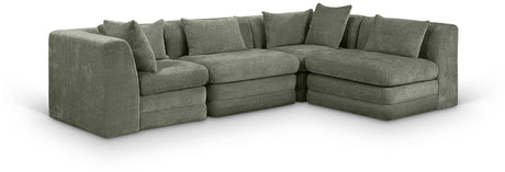 Newport Green 114" Chenille Fabric Upholstered 4-Piece Modular Sectional - Ornate Home