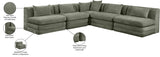 Newport Green 114" Chenille Fabric Upholstered 5-Piece Armless Modular Sectional - Ornate Home