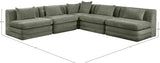 Newport Green 114" Chenille Fabric Upholstered 5-Piece Armless Modular Sectional - Ornate Home