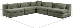 Newport Green 114" Chenille Fabric Upholstered 5-Piece Armless Modular Sectional - Ornate Home