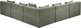 Newport Green 114" Chenille Fabric Upholstered 5-Piece Armless Modular Sectional - Ornate Home