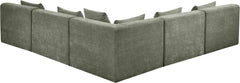 Newport Green 114" Chenille Fabric Upholstered 5-Piece Armless Modular Sectional - Ornate Home