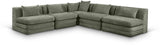 Newport Green 114" Chenille Fabric Upholstered 5-Piece Armless Modular Sectional - Ornate Home