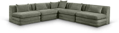 Newport Green 114" Chenille Fabric Upholstered 5-Piece Armless Modular Sectional - Ornate Home