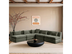 Newport Green 114" Chenille Fabric Upholstered 5-Piece Armless Modular Sectional - Ornate Home