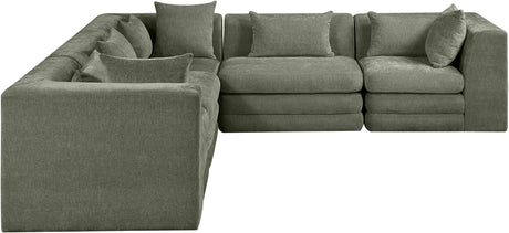Newport Green 114" Chenille Fabric Upholstered 5-Piece Modular Sectional - Ornate Home