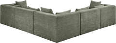 Newport Green 114" Chenille Fabric Upholstered 5-Piece Modular Sectional - Ornate Home