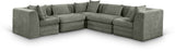 Newport Green 114" Chenille Fabric Upholstered 5-Piece Modular Sectional - Ornate Home