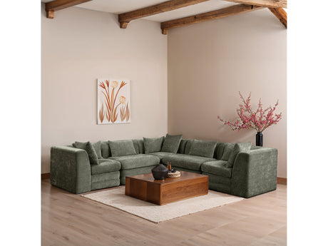 Newport Green 114" Chenille Fabric Upholstered 5-Piece Modular Sectional - Ornate Home