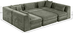 Newport Green 114" Chenille Fabric Upholstered 6-Piece Modular Sectional - Ornate Home