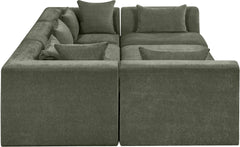Newport Green 114" Chenille Fabric Upholstered 6-Piece Modular Sectional - Ornate Home