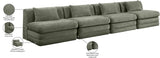 Newport Green 152" Chenille Fabric Upholstered 4-Piece Armless Modular Sofa - Ornate Home