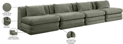 Newport Green 152" Chenille Fabric Upholstered 4-Piece Armless Modular Sofa - Ornate Home