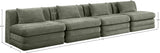 Newport Green 152" Chenille Fabric Upholstered 4-Piece Armless Modular Sofa - Ornate Home