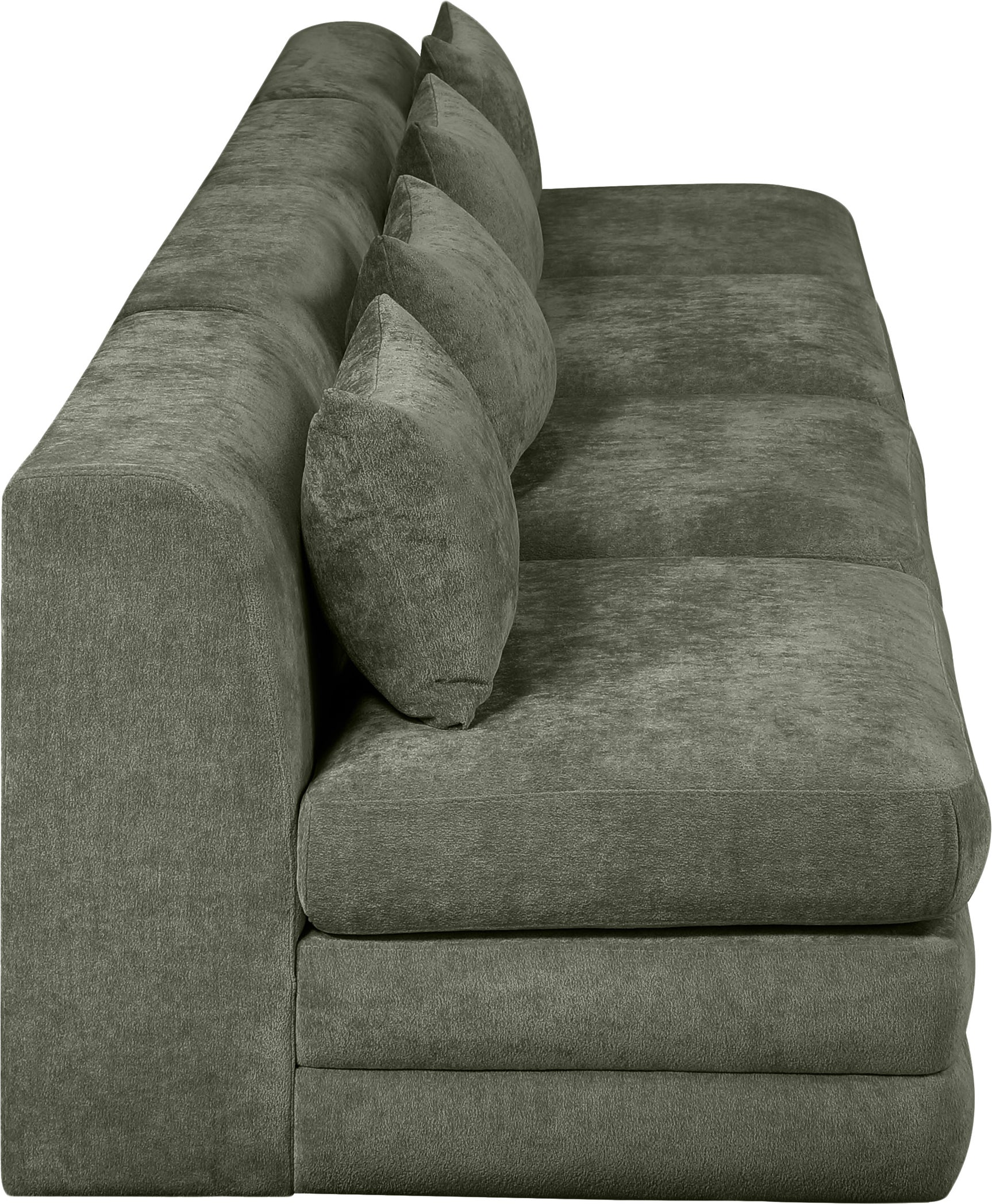 Newport Green 152" Chenille Fabric Upholstered 4-Piece Armless Modular Sofa - Ornate Home