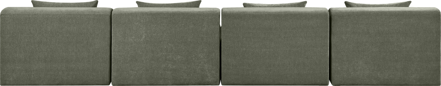 Newport Green 152" Chenille Fabric Upholstered 4-Piece Armless Modular Sofa - Ornate Home