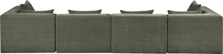 Newport Green 152" Chenille Fabric Upholstered 4-Piece Modular Sofa - Ornate Home