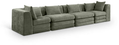 Newport Green 152" Chenille Fabric Upholstered 4-Piece Modular Sofa - Ornate Home